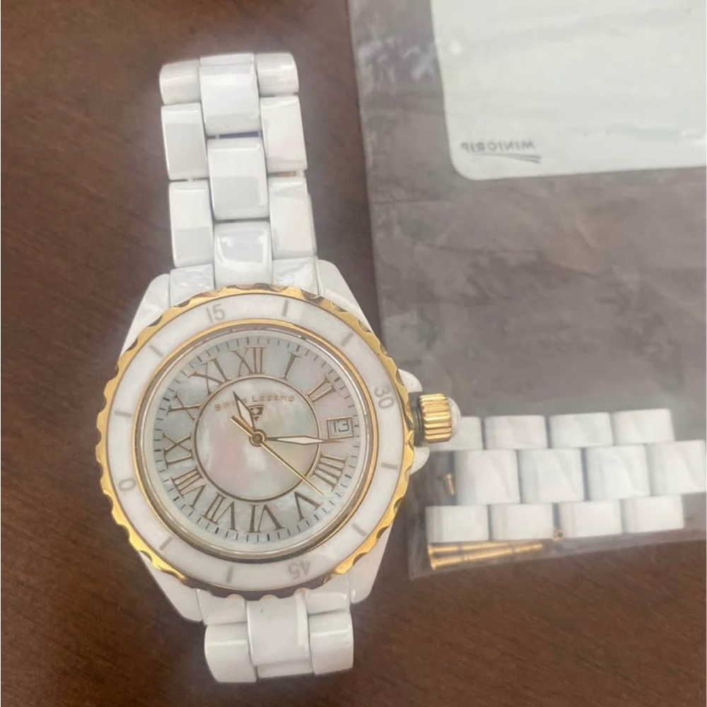 Swiss Legend White and Gold Ceramic Watch